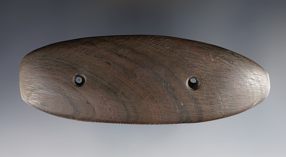 Fine 5 1/8" Sandal Sole Gorget - Michigan. Ex. Cameron Parks. Ramps catalog # is O-191.