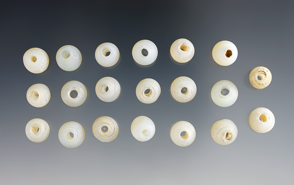 Set of 20 Opal Wire Wound Beads - Townley-Read Site in Geneva, New York. Circa 1710-1745.