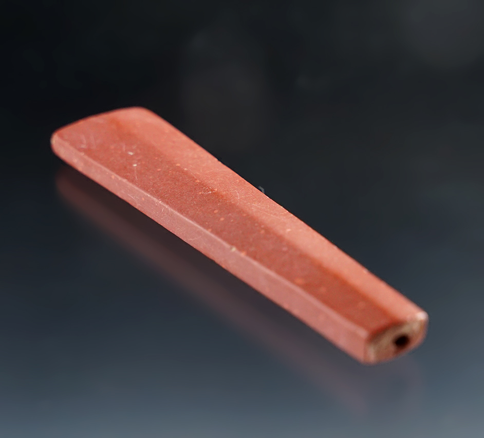 3" Trapezoidal Catlinite Bead - Townley-Read Site in Geneva, New York. Circa 1710-1745.