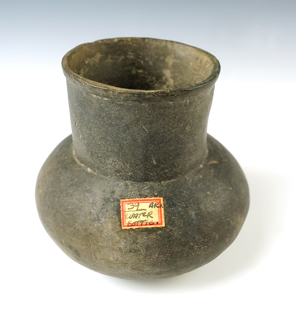 4 1/2" x 4 3/4" Clay Water Bottle - Arkansas. Ex. Chalmer Lynch.