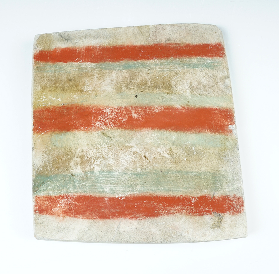 Very rare 6 1/4" x 6 3/4" pre-Columbian Inca Culture Terracotta Polychrome Plaque - COA.