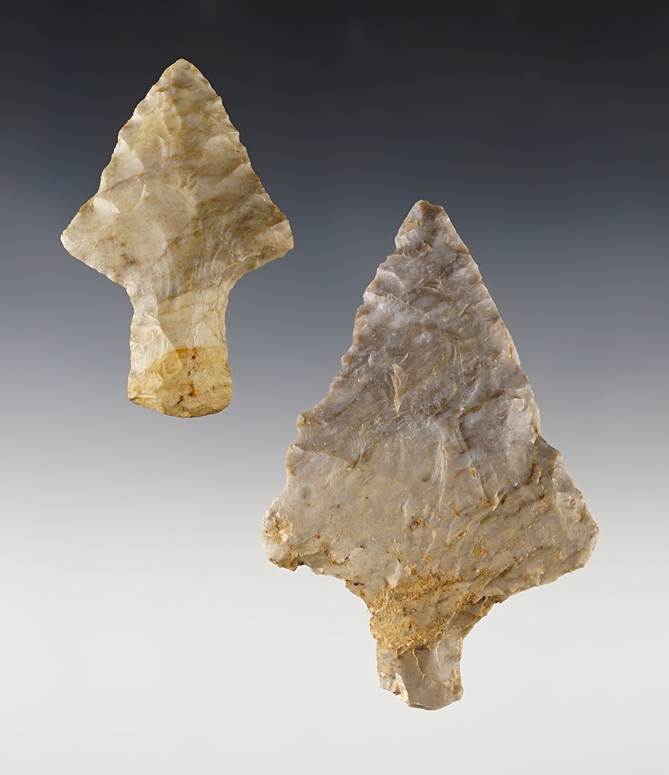 Pair of classic Ohio Ashtabula points. The largest is 3 3/4".