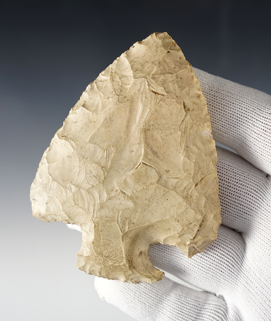 Large 3 9/16" x 2 3/4" Hopewell Snyders found in Illinois. Ex. Paulette James collection.