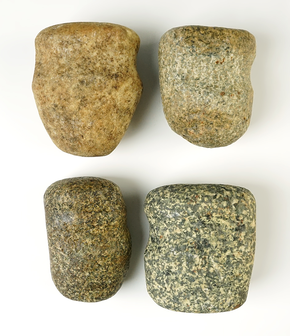 Set of 4 Ohio Grooved Hammerstones in good condition. The largest is 3 1/8".