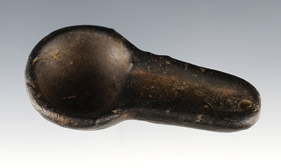 2 3/8" finely made Stone Spoon from Colombia, 500-1400 CE. Made of well-patinated Hardstone. 