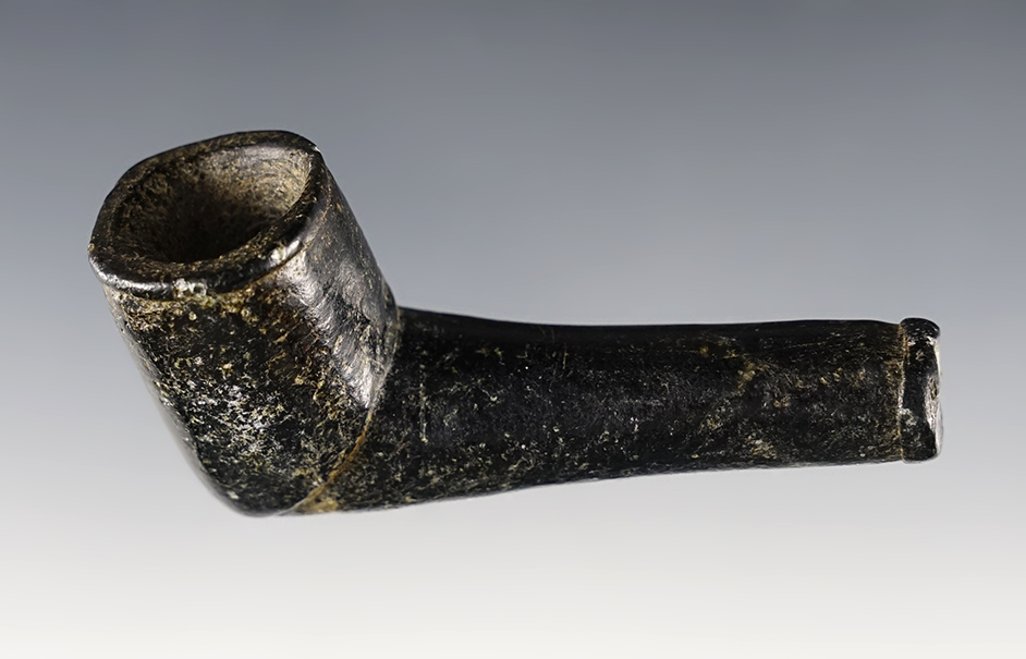 2 3/4" finely made Elbow Pipe found in the Midwestern U.S. Made from black Steatite.