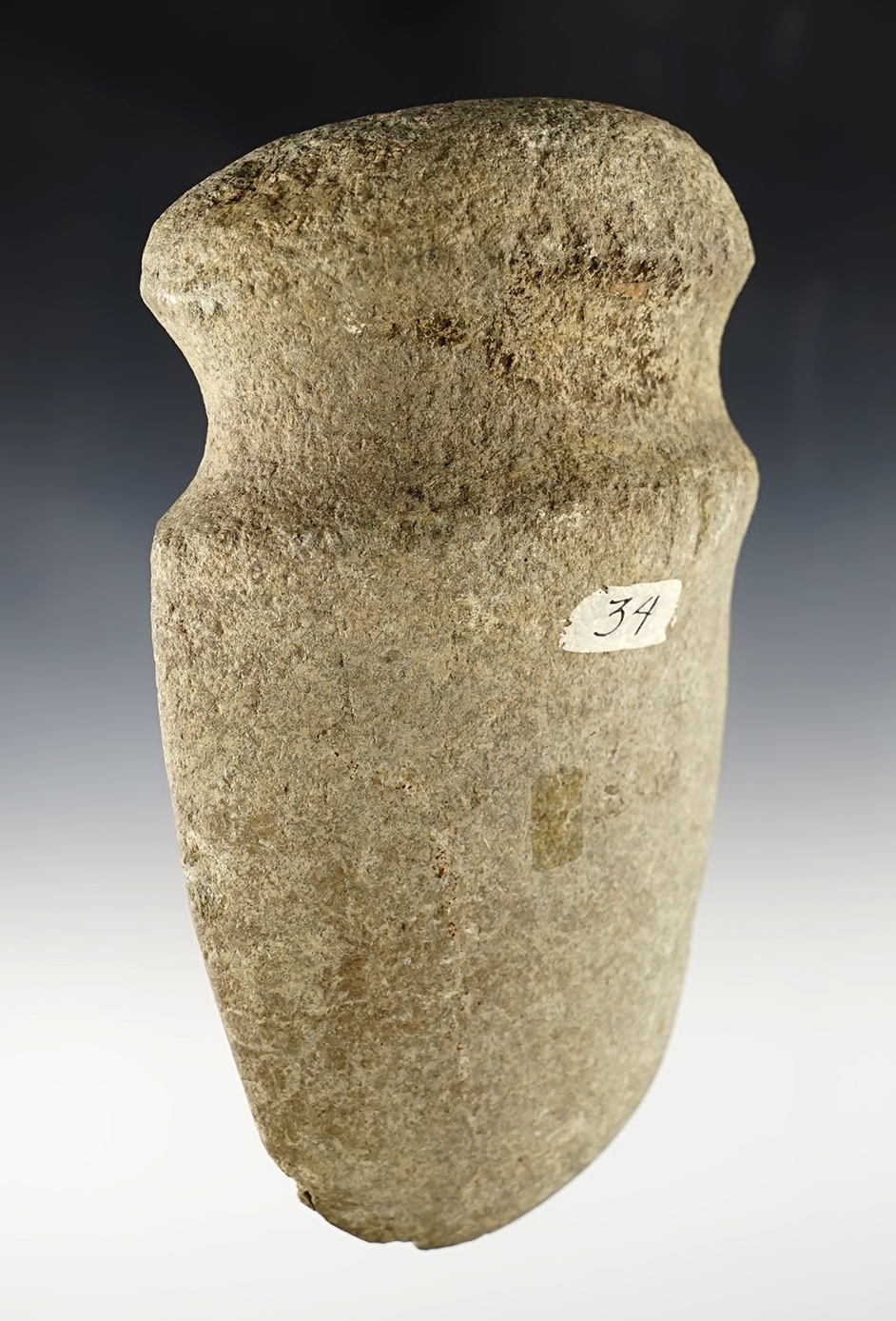 5 7/8" long 3/4 Groove Hardstone Axe. Found in Huron Co., Ohio. Ex. C.C. Thomas.