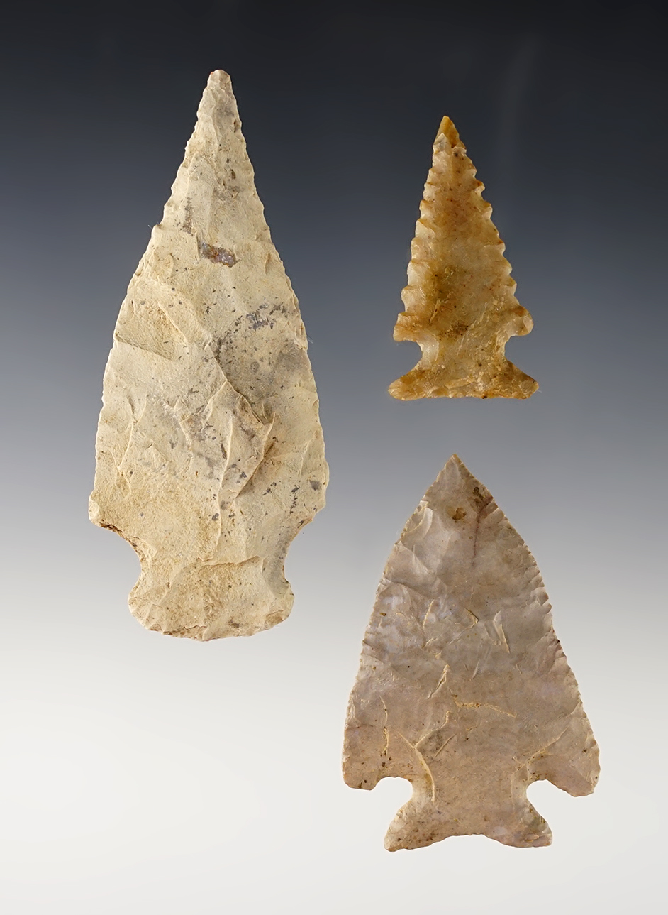 Set of 3 Texas Points in excellent condition. The largest is 3 5/16".