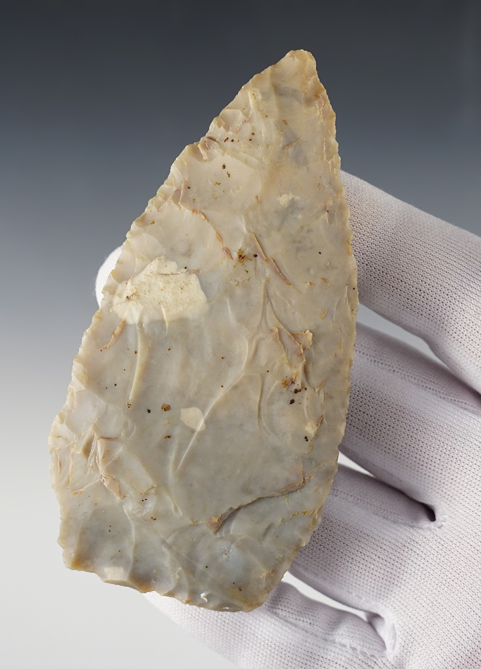 4 3/16" Ohio Knife made from patinated Flint Ridge Flint.