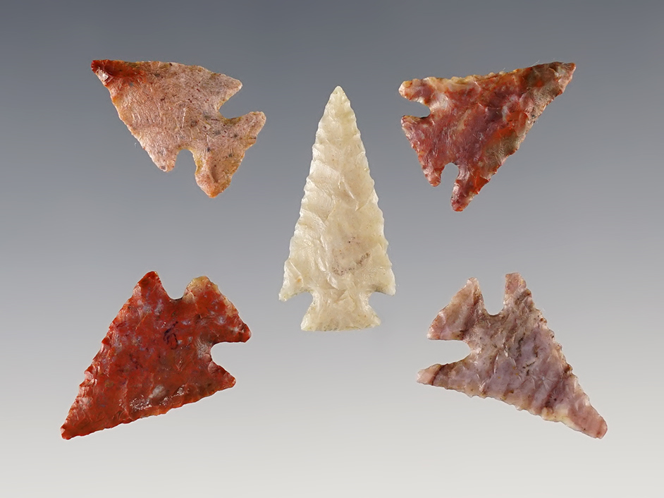 Set of 5 well made Points found by Al Cornwall in Major Co., Oklahoma in 1970-71. 