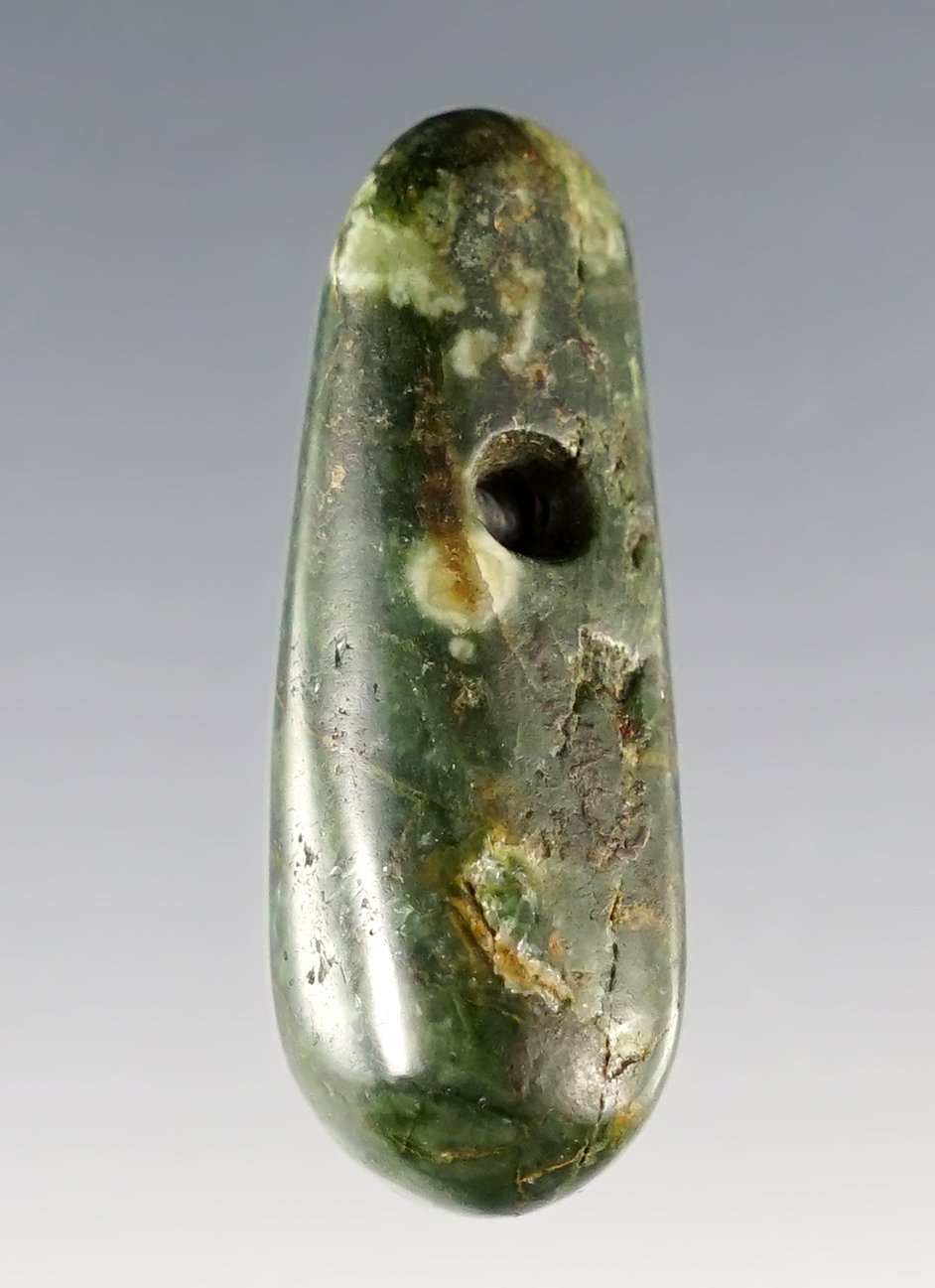 1 3/16" Fine quality oval-shaped Jadeite Pendant, Costa Rica, 300-700 CE. 