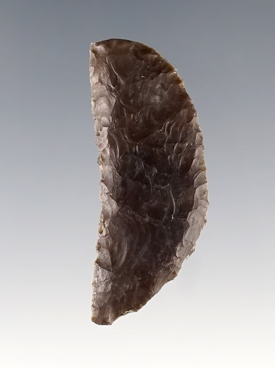 1 5/8" paleo crescent made from brown jasper. Found in Nevada.