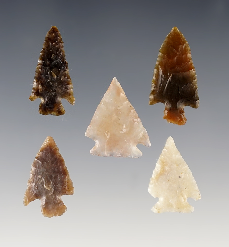 Set of 5 nicely made Colorado Points. The largest is 1 1/16".
