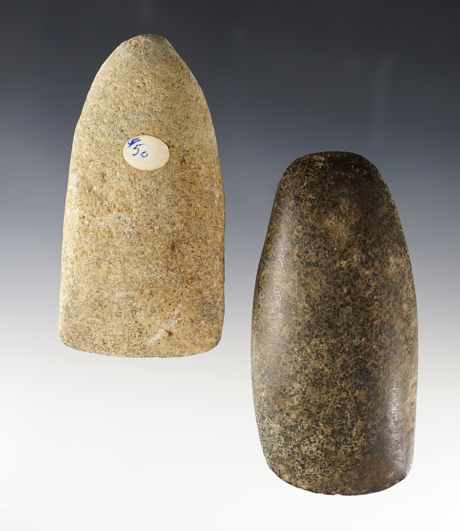 Pair of Ohio Hardstone artifacts including 1 Celt and 1 Adze. The largest is 3 7/8".