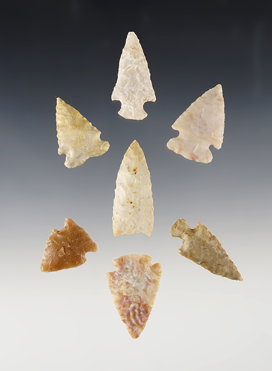 Set of 5 nicely made Points found by Al Cornwall in Major Co., Oklahoma in 1970-71. 