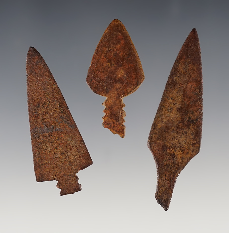Set of 3 Iron Trade points found in Colorado. The largest is 2 1/2".