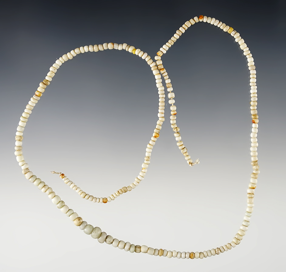 18 1/2" Strand of White Seed Beads found at the Power House Site in Lima, New York. 
