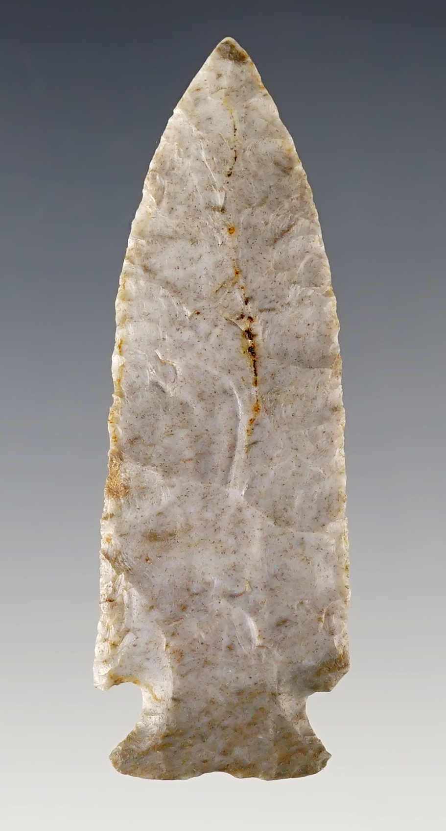 Thin and finely flaked 2 3/8" Indiana Intrusive Mound made from Indiana Green (Attica).