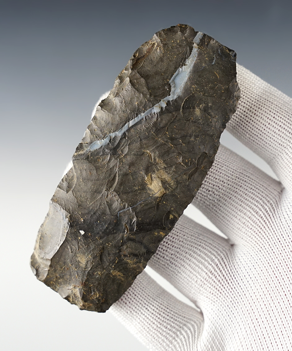 Classic 3 3/4" Paleo Square Knife made from Coshocton Flint - Wood Co., Ohio. Ex. Larry Morris. 