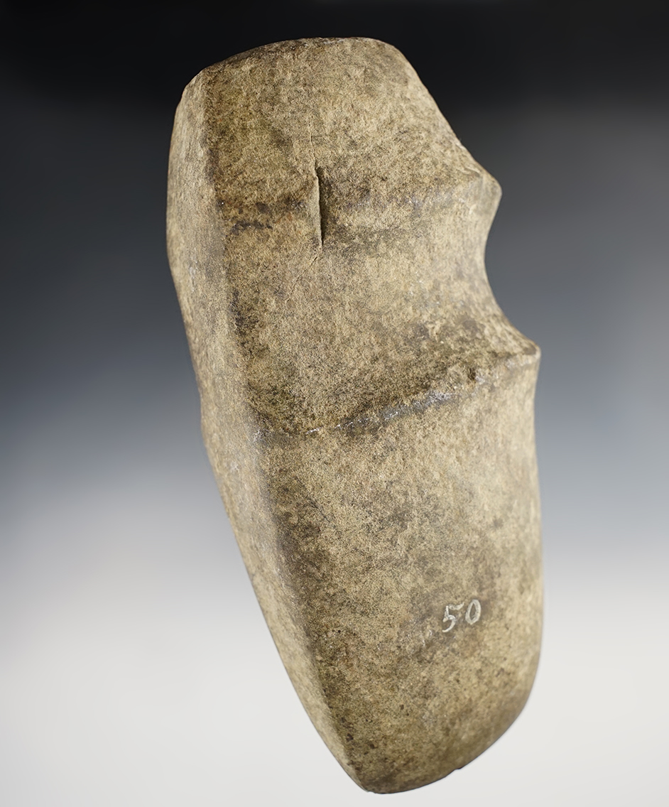 6 5/8" classic style heavily patinated 3/4 Groove Hardstone Axe in excellent condition. Ohio.