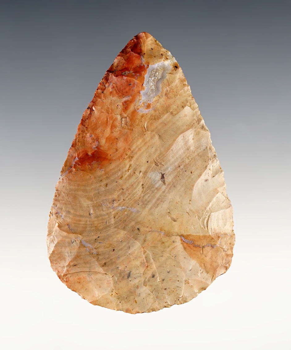 3" nicely made Adena Leaf Blade made from Flint Ridge Nethers Flint. Found in Licking Co., Ohio. 