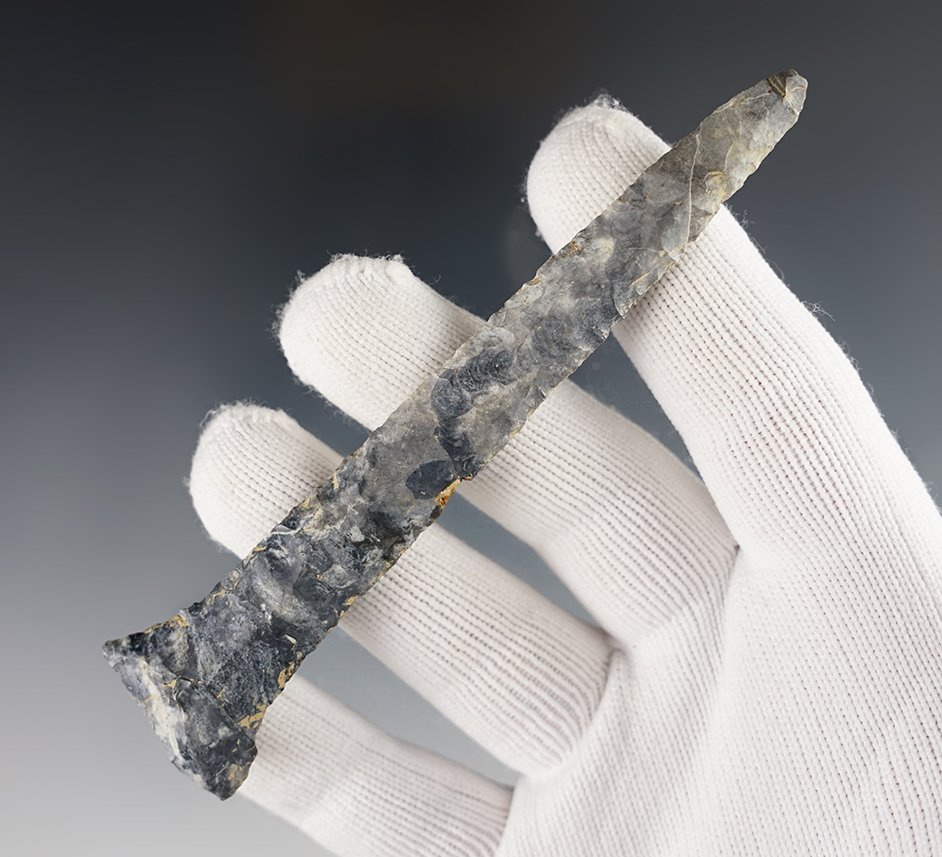 4 3/16" Flint Ridge Drill found in Delaware Co., Ohio. Ex. Don Bapst. Pictured.