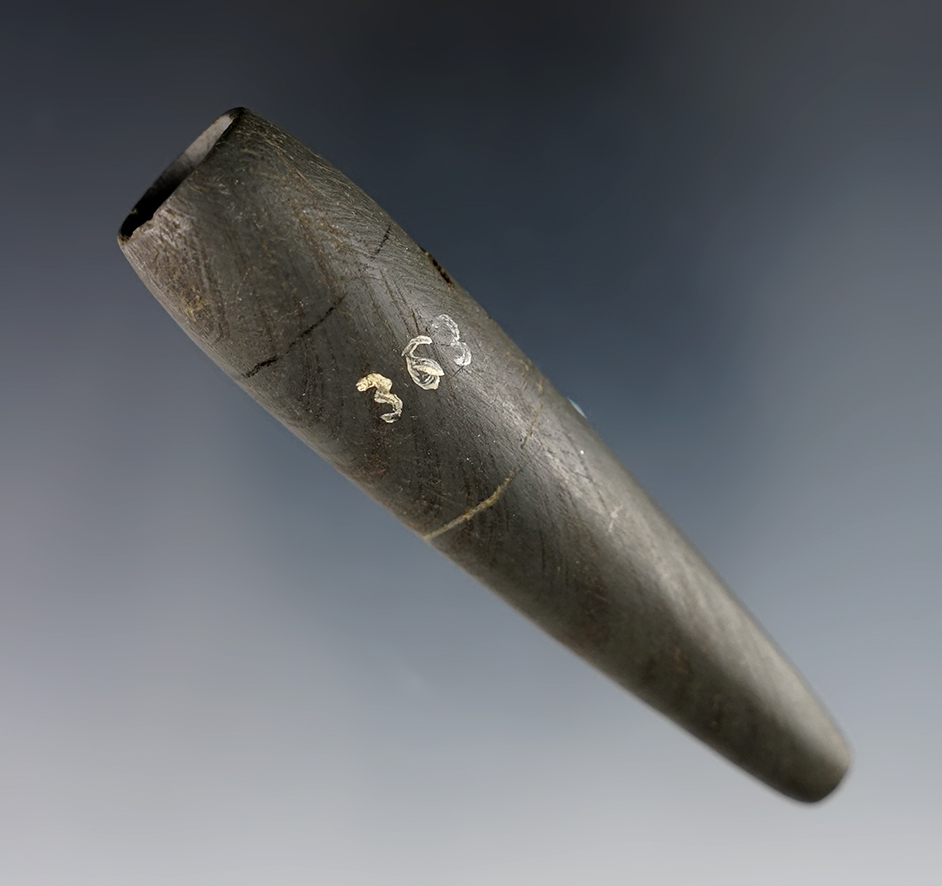 3 3/8" thin-walled Tube Pipe - Banded Slate - Ohio. Exceptional craftsmanship in perfect condition.