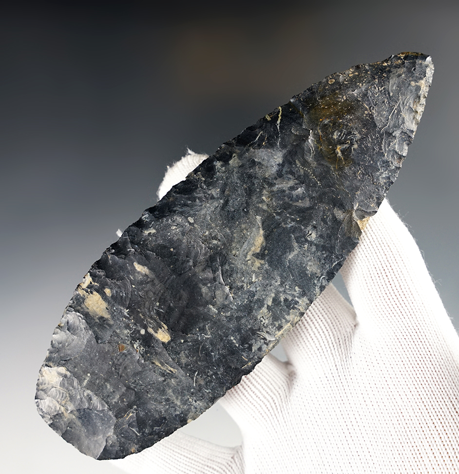 5 3/8" Plano Blade made from Coshocton Flint. Ex. Dr. Mills. Pictured in Hothem's Midwest #VI.