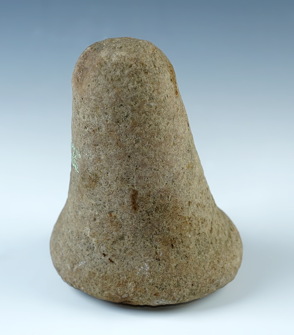 5 1/4" tall Bell Pestle made from Quartz. Recovered in Brown Co., Ohio. Ex. Kenny McNeal, Waibel.  
