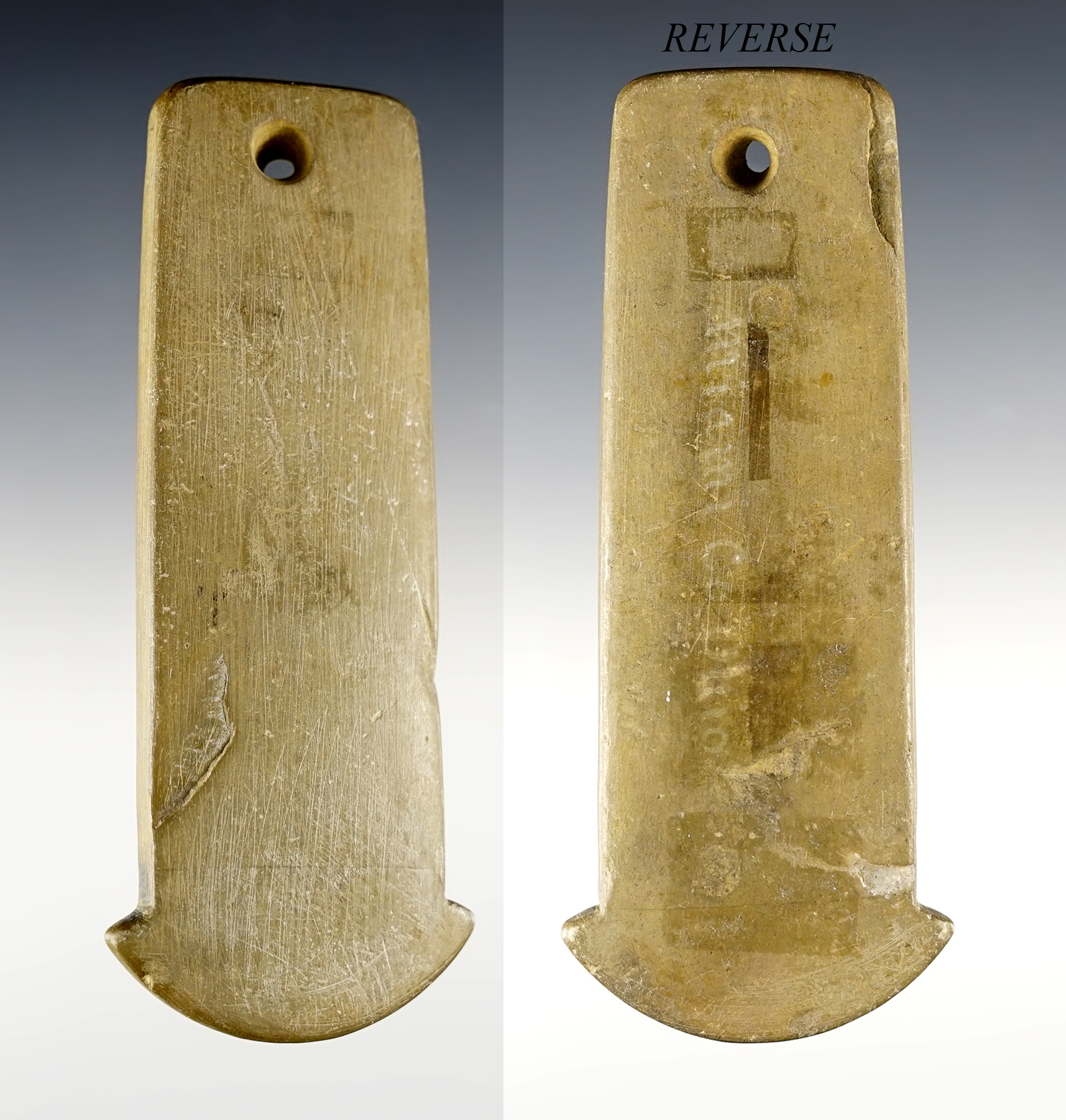 4 7/16" Slate Anchor Pendant - Miami Co., Ohio. Ex. Vietzen sale on 7-10-1999. Ex. David Root.