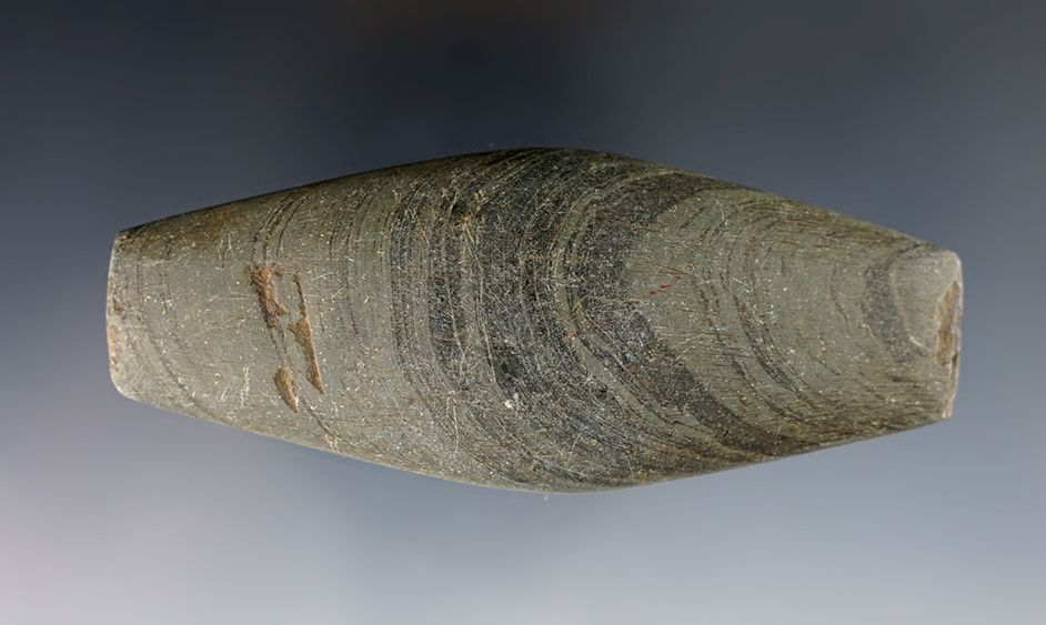 4 7/16" undrilled Hopewell Expanded Center Gorget recovered in Ohio.