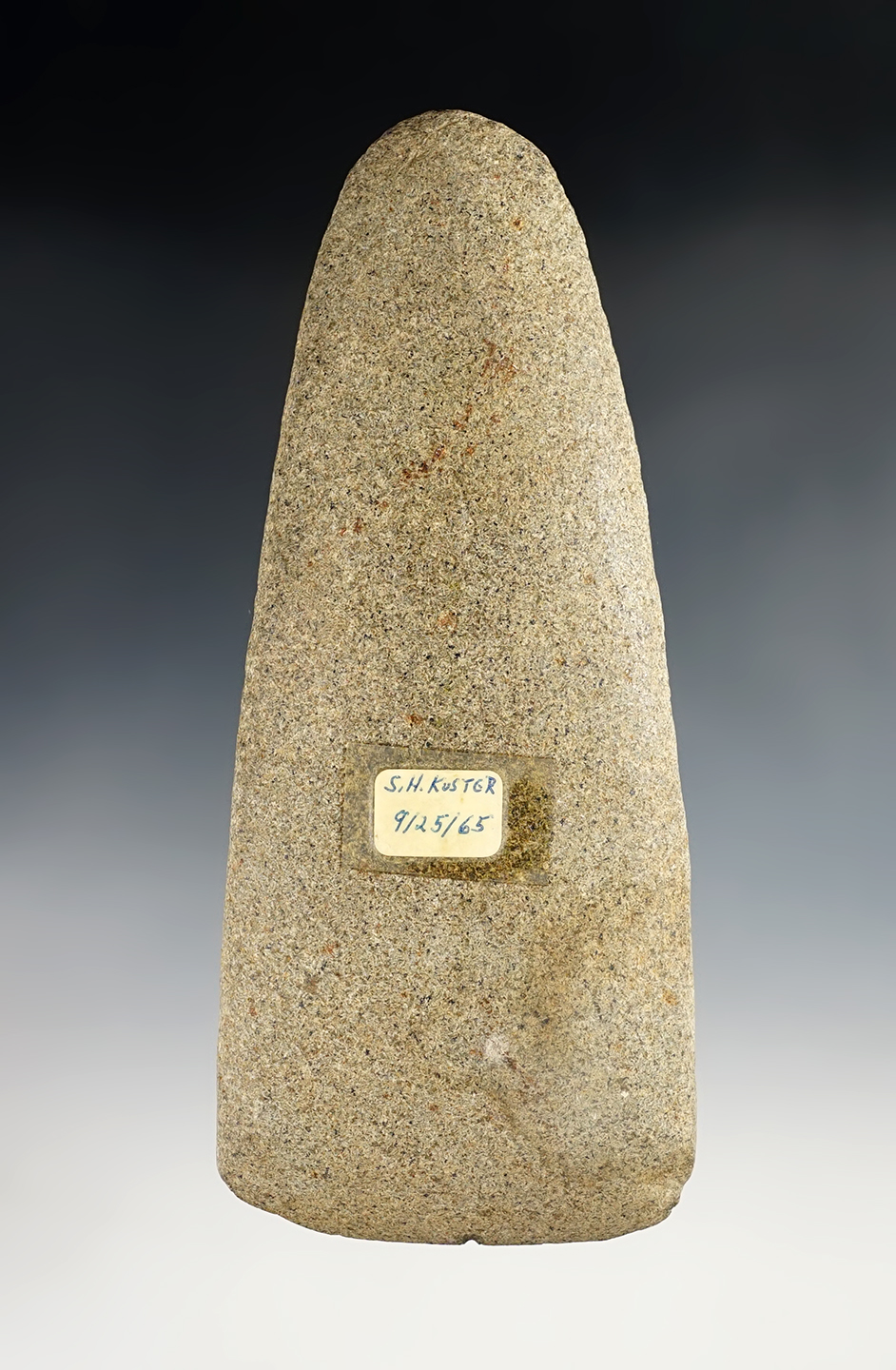 Well crafted and highly polished 7 1/8" Hardstone Flat Adze. Greene Co., Illinois. Ex. S.H. Kuster. 
