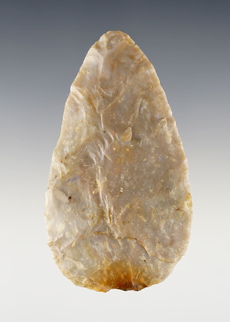 2 15/16" Adena Leaf Blade found in Ohio. Made from Flint Ridge Flint. Ex. Larry Morris. 