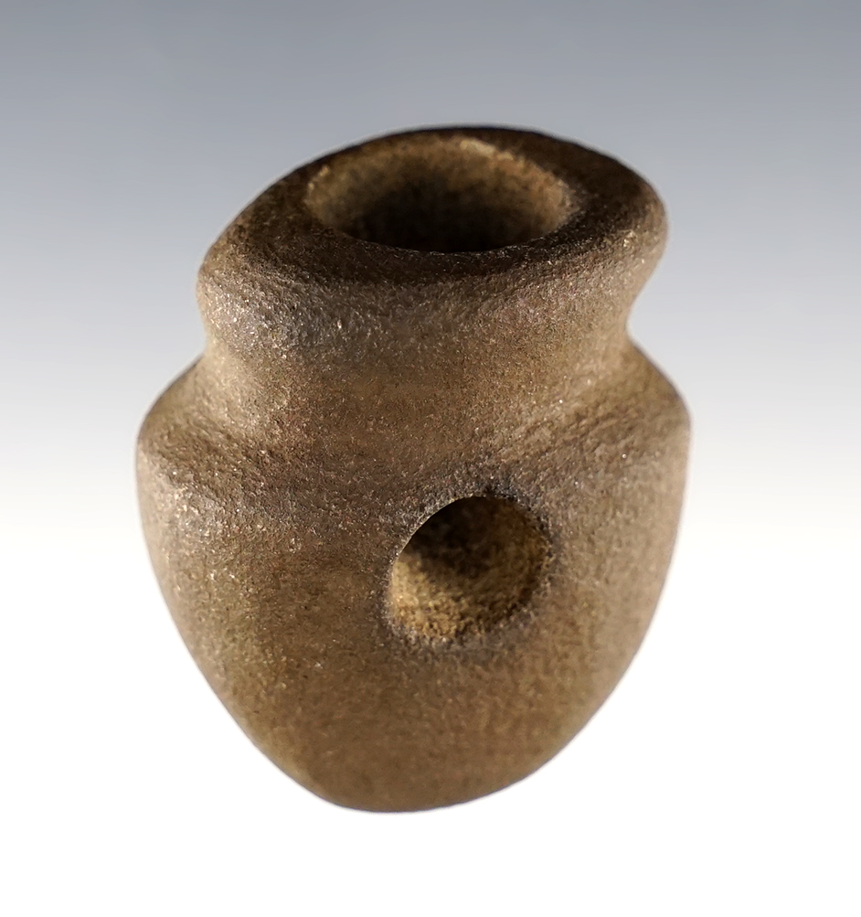 Well patinated 1 3/4" x 1 1/2" Sandstone Pipe found at the Riker Site in Tuscarawas Co., Ohio. 