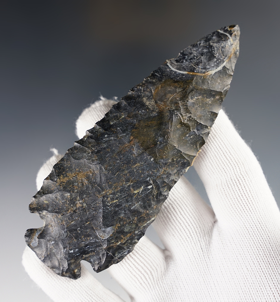 4 1/4" Archaic Dovetail. Found in Union Co., Ohio. Comes with a Bennett COA.