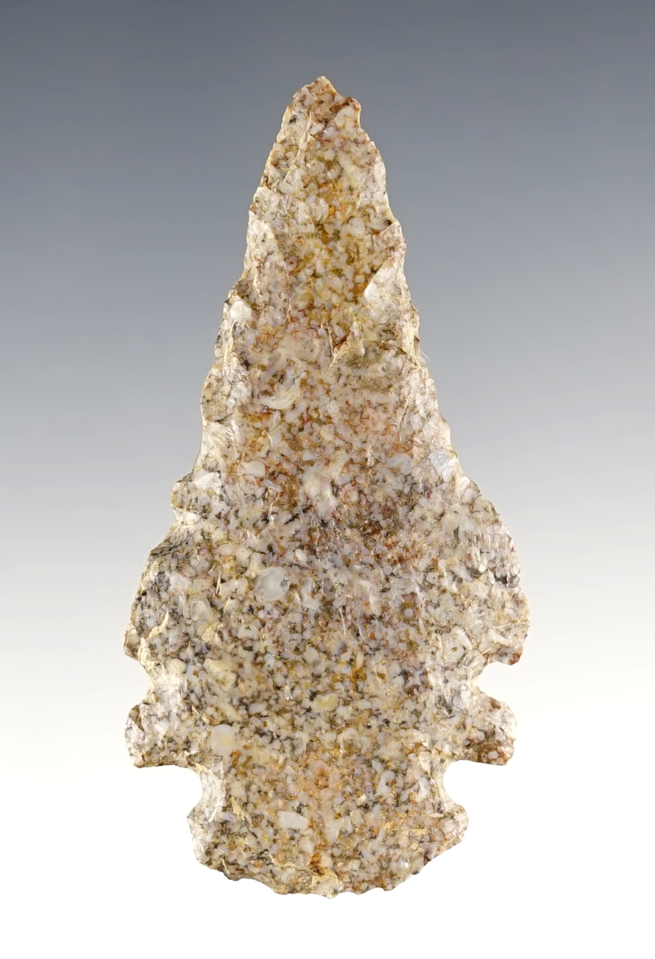 2 3/4" Merkle Double Notch Points made from colorful Harrodsburg Chert. Found in Kentucky.