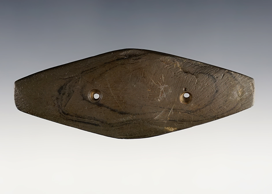 4 1/8" Banded Slate Gorget found in Ohio. 
