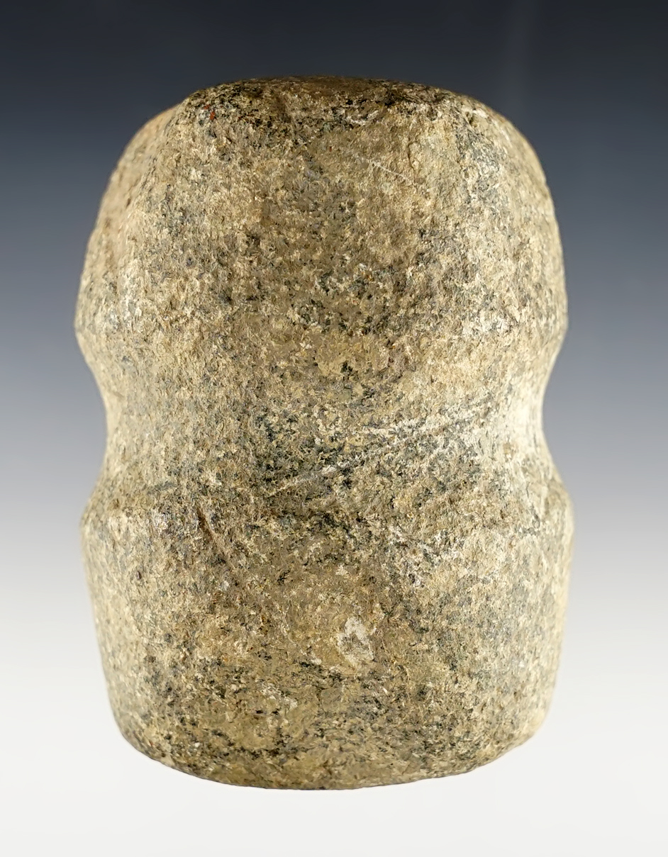 Well styled 3 1/4" long 3/4 Groove Hammerstone found in Lenawee Co., Michigan. 