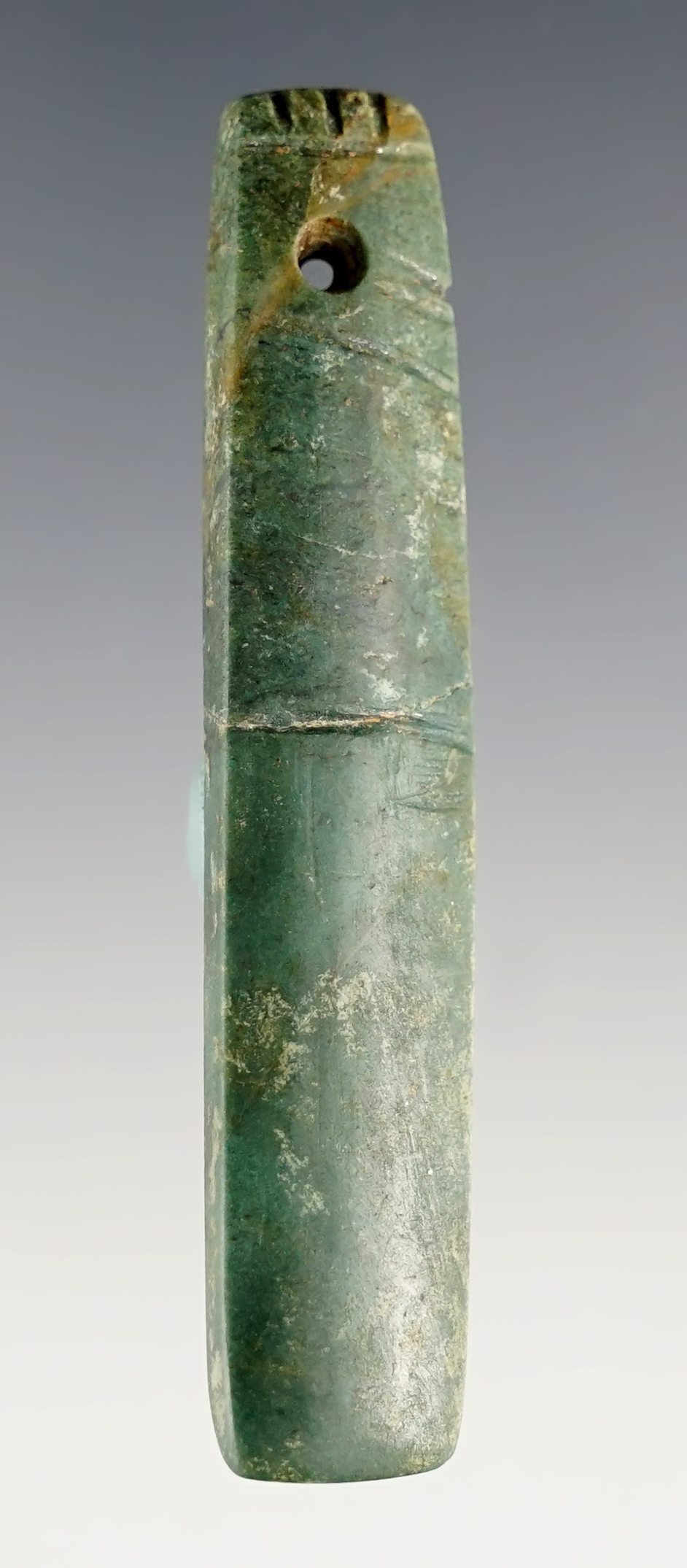 A profile Bird Head figure pendant made from Green Jasper. Florida private collection.