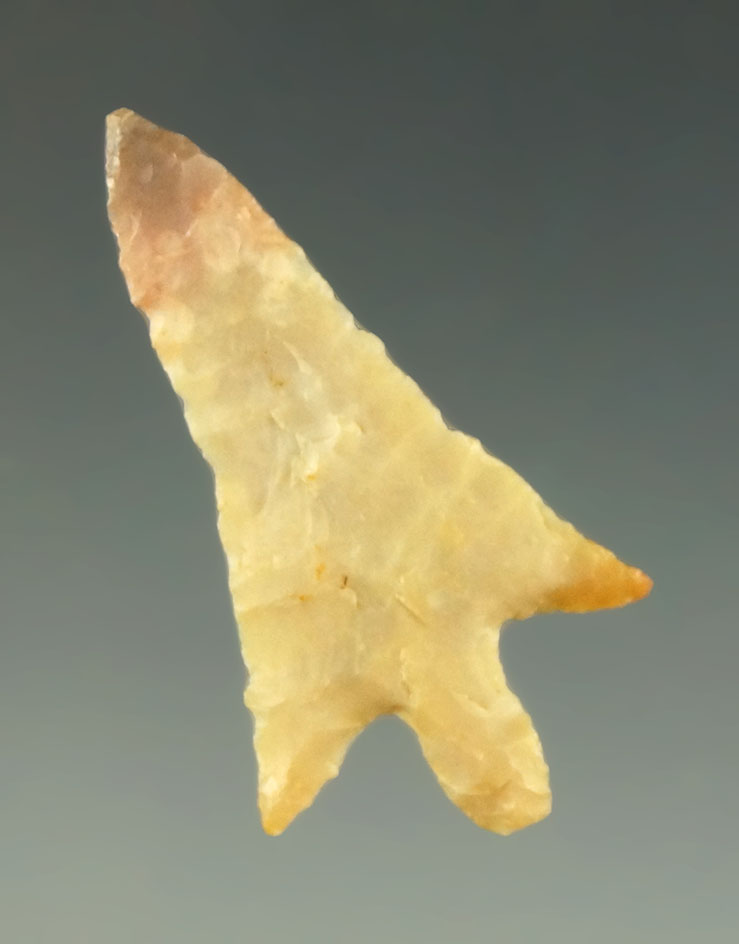 Well styled 1 5/16" Perdiz point found in Texas. Ex. Charles Shewey collection.  Partain COA.