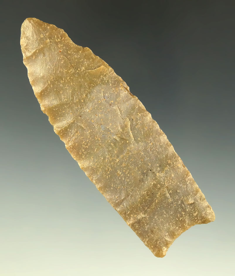 Pictured! 3 1/2" Sonora Flint Paleo Clovis - Montgomery Co., KY. Perino COA. Pictured.