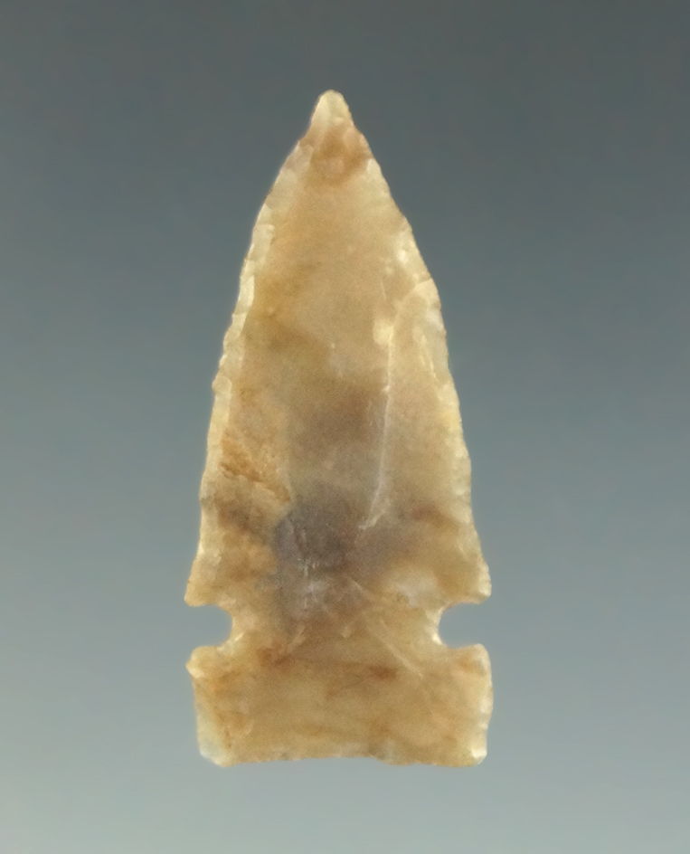 1 1/4" Desert General sidenotch that is well styled from a flake, found in the Great Basin area.