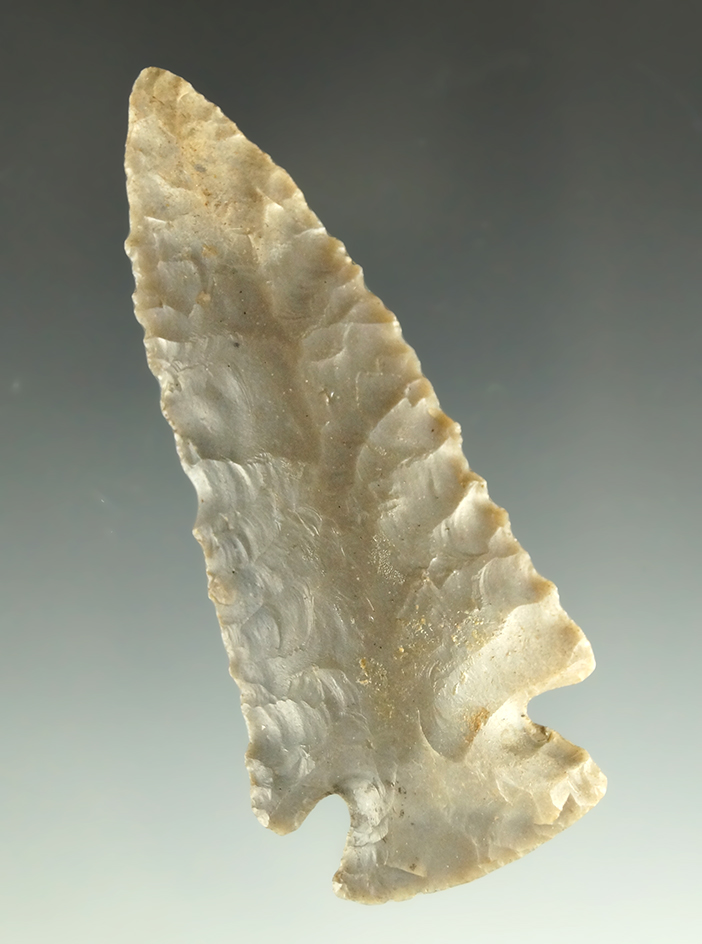 2 9/16" Kirk Cornernotch found in Scott County Illinois. Made from Hornstone. Davis COA.