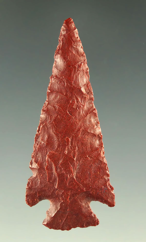 1 5/8" Elko Corner Notch - attractive Jasper found in Oregon. Ex. Shewey. Davis G-8 COA.