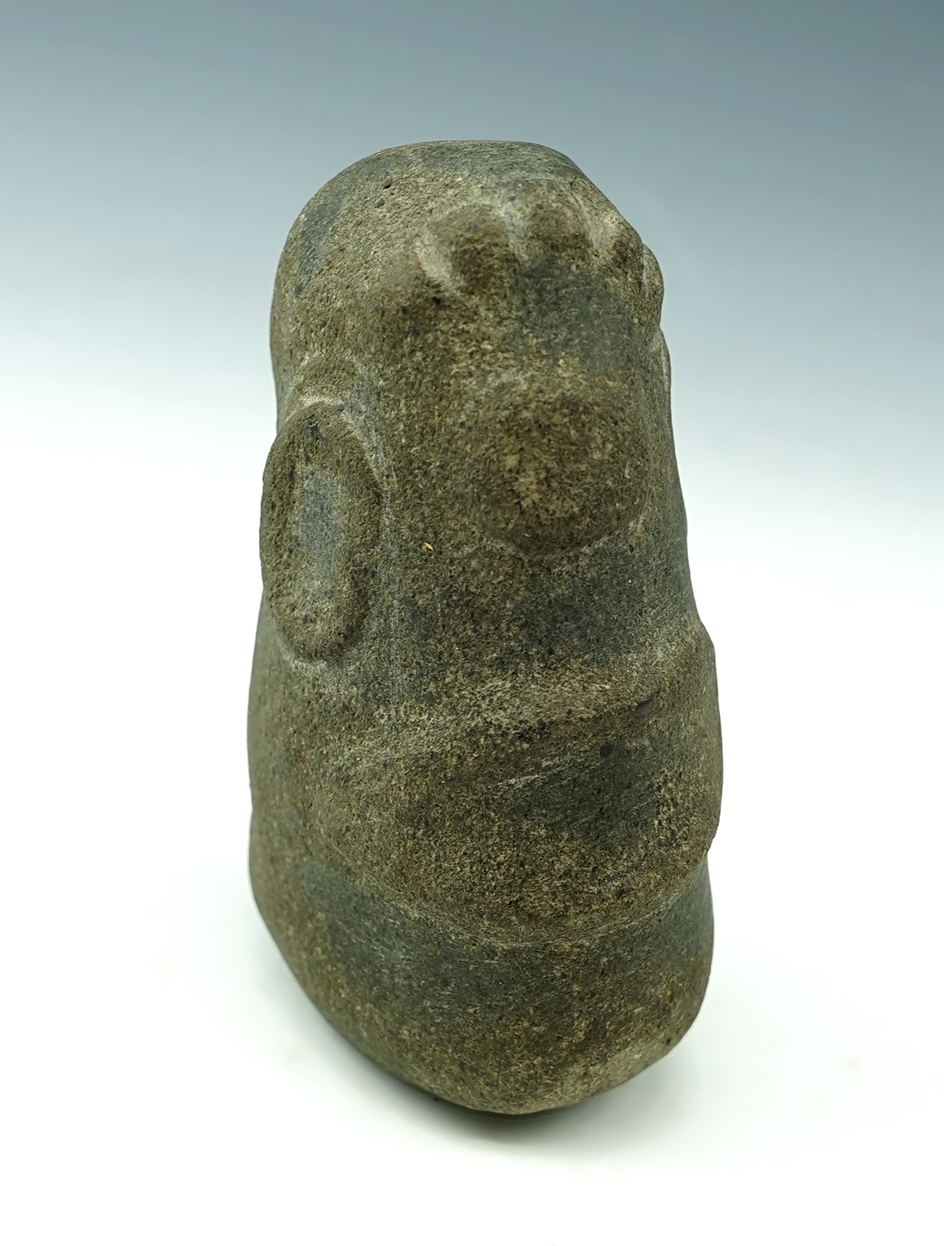 3 1/2" Tall Precolumbian Human Effigy made from stone with nice detail. Found in Mesoamerica.