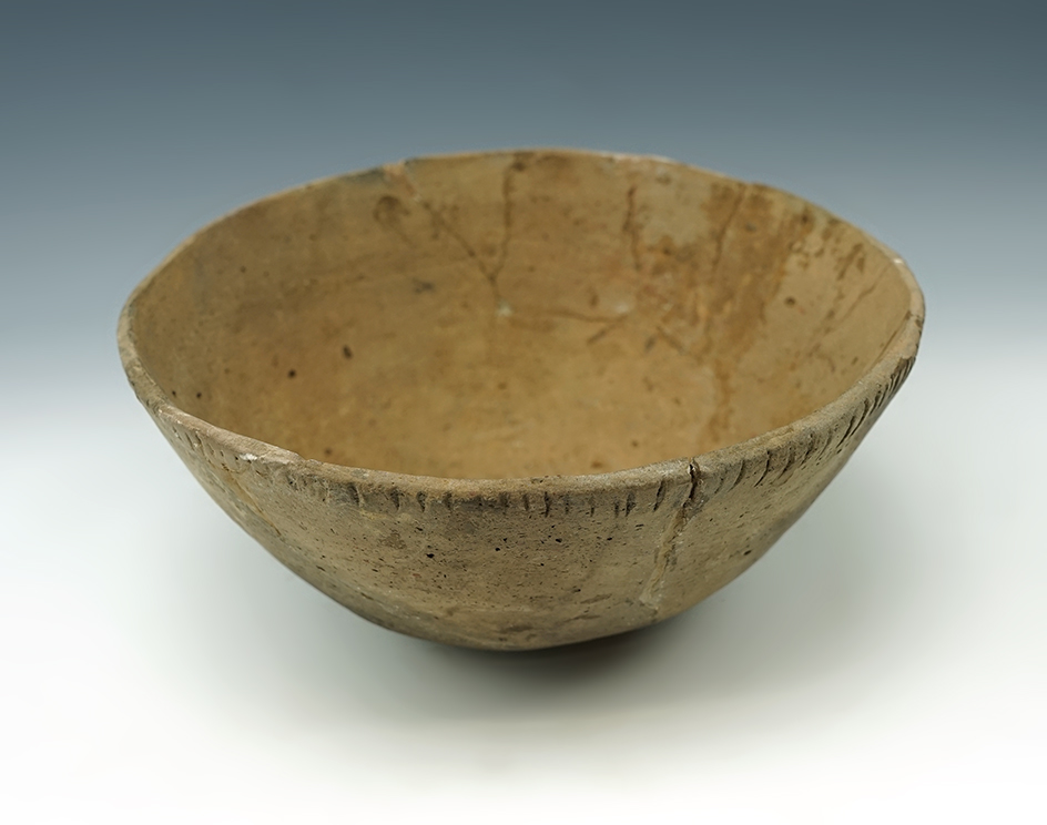 7 3/16" Holliston Mills Pottery Bowl with some reglued pieces and a small amount of filler.