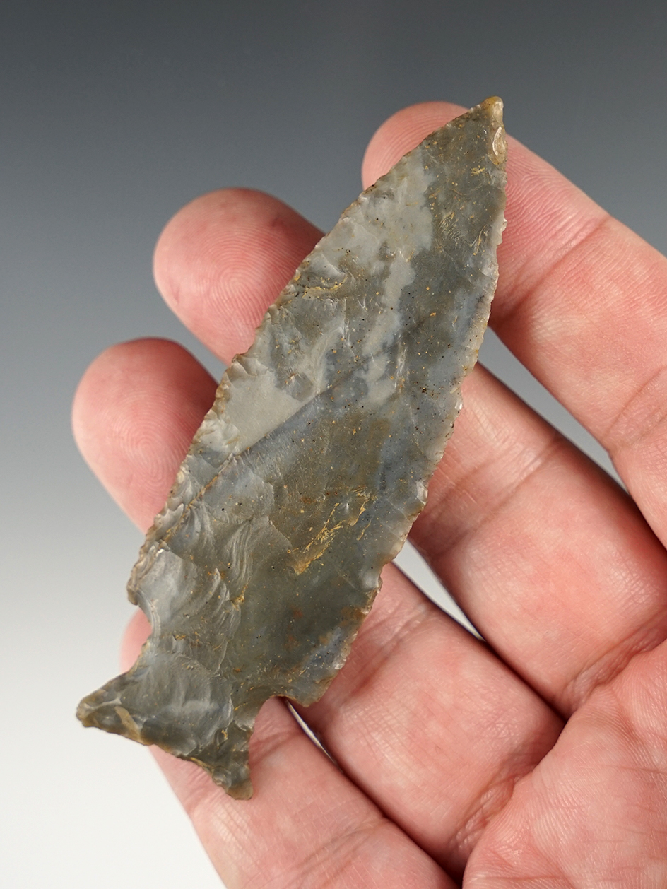 Well made 3 7/16" Bakers Creek found in Greene Co., Kentucky. Made from Sonora. Ex. Gary Noel.