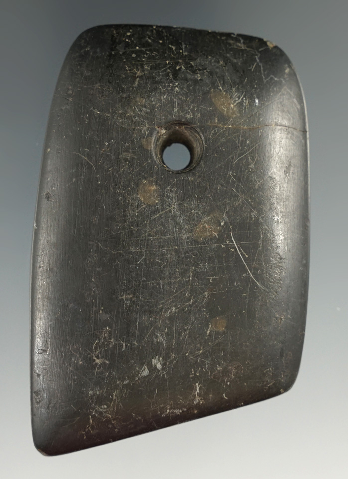 Uniquely salvaged 3 1/16" slate pendant found in Ohio.