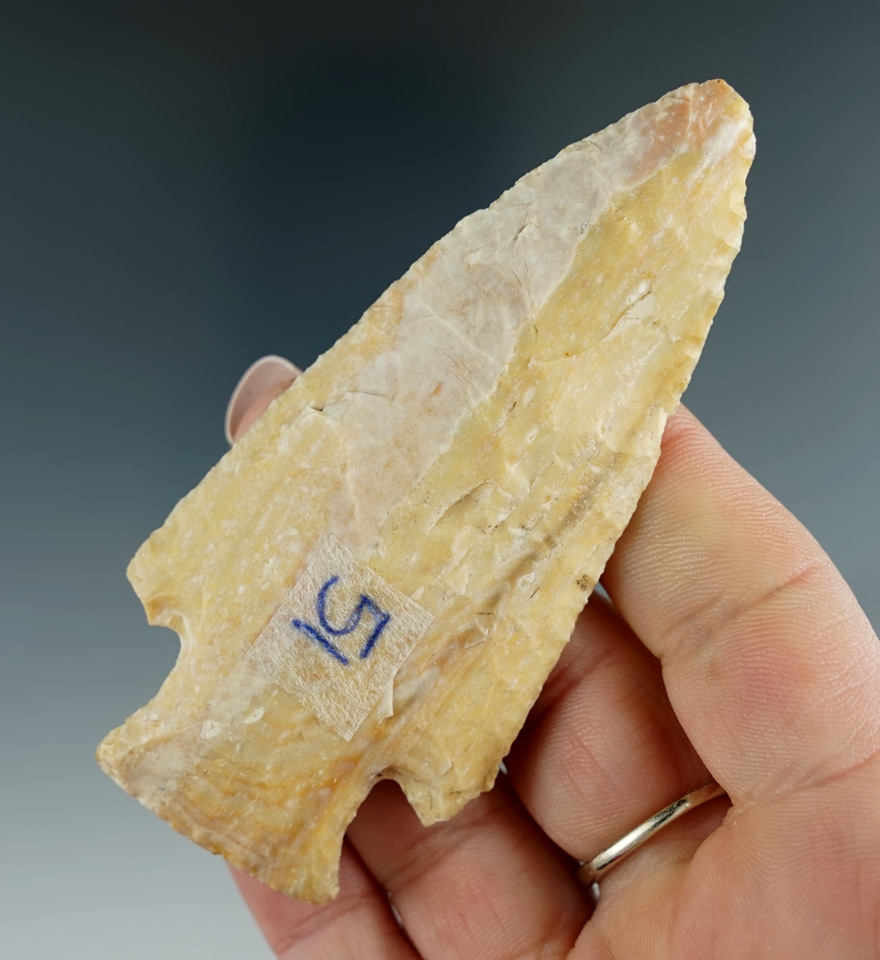 3 9/16" barbed Hardin found in the Illinois/Missouri area.