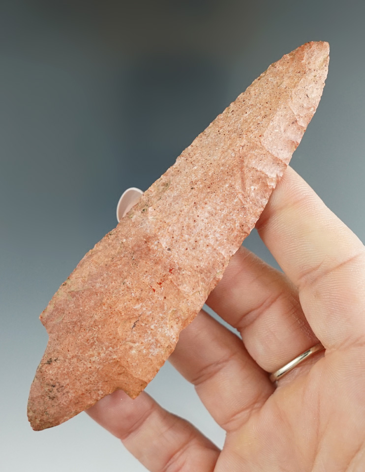 4 5/8" Waubesa made from beautiful strawberry Burlington found in St. Clair Co., Missouri.  COA.